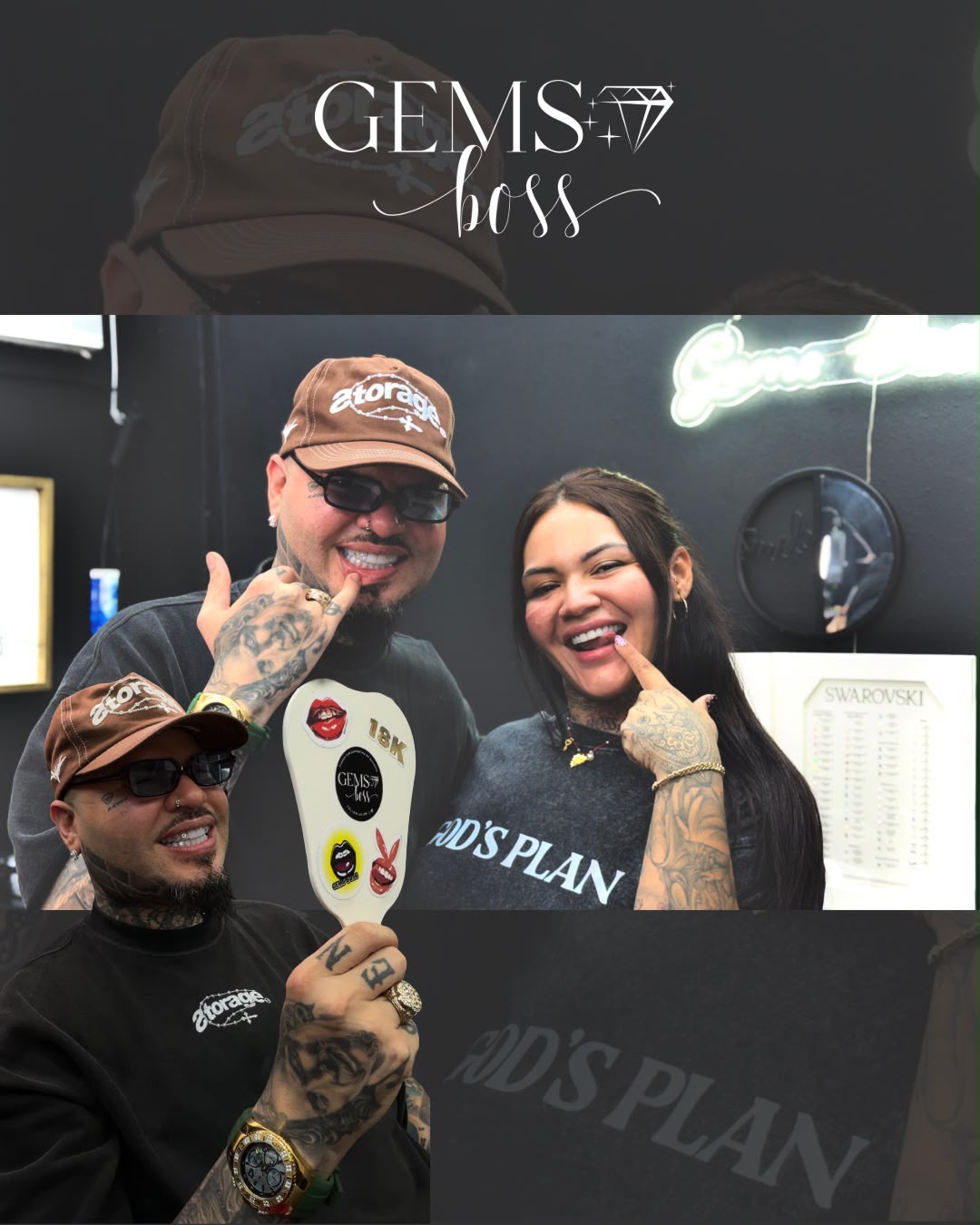 Trabajo personalizado de gemas dentales realizado para Farruko